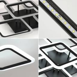 Goeco LED Ceiling Light, 61W 6500K Black Square Design Acrylic Ceiling Light - thumbnail 5
