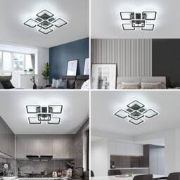 Goeco LED Ceiling Light, 61W 6500K Black Square Design Acrylic Ceiling Light - thumbnail 7
