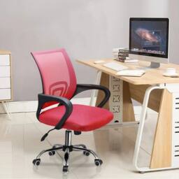FLAVORA Adjustable Swivel Mesh Ergonomic Office Chair in Red - Size: 0.6m2 - thumbnail 5