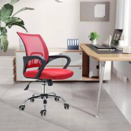 FLAVORA Adjustable Swivel Mesh Ergonomic Office Chair in Red - Size: 0.6m2 - thumbnail 6