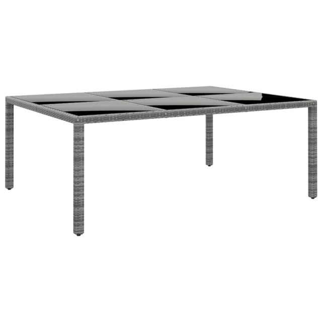 Berkfield Home Garden Table 200x150x75 cm Tempered Glass & Poly Rattan Grey - Size: 200 x 150 x 75 cm - image 1