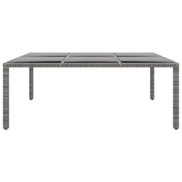 Berkfield Home Garden Table 200x150x75 cm Tempered Glass & Poly Rattan Grey - Size: 200 x 150 x 75 cm - thumbnail 2