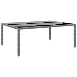 Berkfield Home Garden Table 200x150x75 cm Tempered Glass & Poly Rattan Grey - Size: 200 x 150 x 75 cm - thumbnail 1