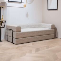 Sliding Wardrobes 4U Convertible Sofa Bed in a Box Quick Setup - 3 Seater Camel Brown
