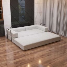 Sliding Wardrobes 4U Convertible Sofa Bed in a Box Quick Setup - 3 Seater Camel Brown - thumbnail 5