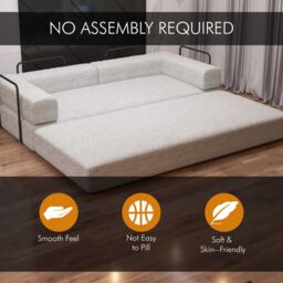 Sliding Wardrobes 4U Convertible Sofa Bed in a Box Quick Setup - 3 Seater Camel Brown - thumbnail 2