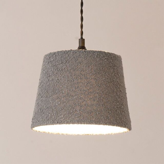 ValueLights Rory Boucle Fabric Tapered Easy Fit Ceiling Table Floor Lamp Shade with LED Bulb in Grey - image 1