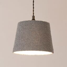 ValueLights Rory Boucle Fabric Tapered Easy Fit Ceiling Table Floor Lamp Shade with LED Bulb in Grey
