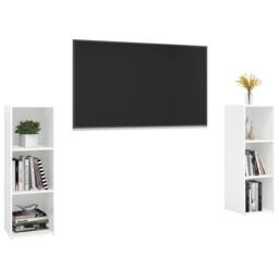 Berkfield Home TV Cabinets 2 pcs White 107x35x37 cm Engineered Wood - Size: 107 x 35 x 37 cm - thumbnail 3