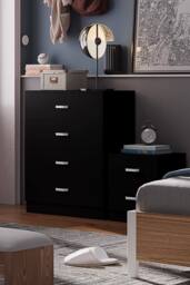 FWStyle Bedroom Furniture Set 3 Piece Matt Black - thumbnail 2