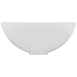 Berkfield Home Luxury Bathroom Basin Round Matt White 32.5x14 cm Ceramic - thumbnail 4