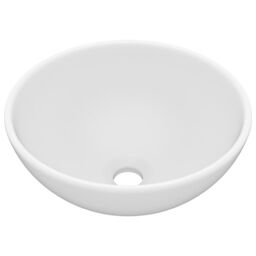 Berkfield Home Luxury Bathroom Basin Round Matt White 32.5x14 cm Ceramic - thumbnail 2
