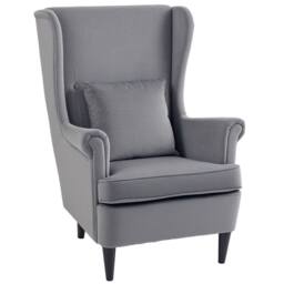 Wyld Haus Harire Dark Grey Velvet Feel Wingback Accent Chair High Back - thumbnail 2