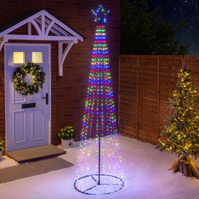 Christow Maypole Christmas Tree Flashing LED Outdoor Decoration 1.4m 2.1m 2.5m - image 1