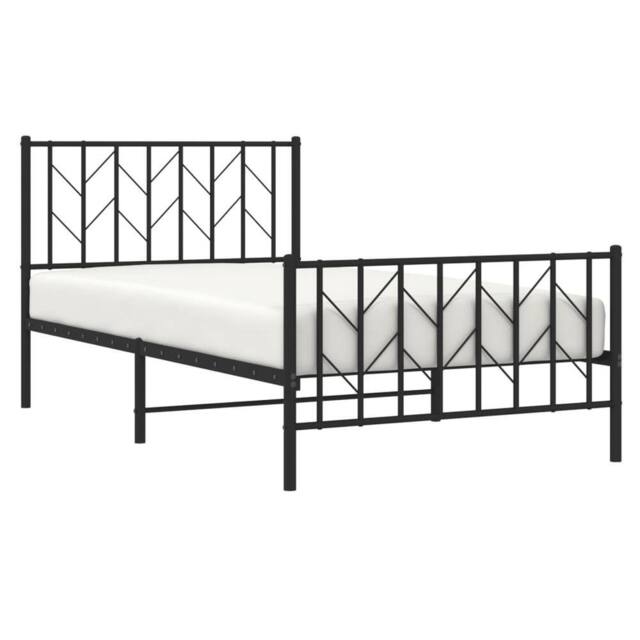 Berkfield Home Metal Bed Frame without Mattress with Footboard Black 100x190cm - Size: 100x190 cm - image 1