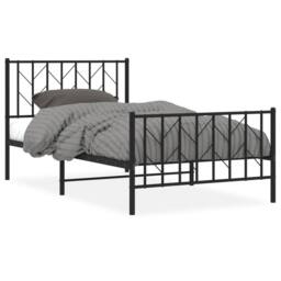 Berkfield Home Metal Bed Frame without Mattress with Footboard Black 100x190cm - Size: 100x190 cm - thumbnail 3