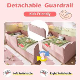ModernLuxe Upholstered daybed with pull-out guest bed in Pink - Size: Single - thumbnail 3