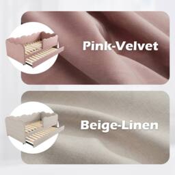 ModernLuxe Upholstered daybed with pull-out guest bed in Pink - Size: Single - thumbnail 5