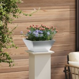 Berkfield Home Garden Bowl Planter 35x35x15 cm Galvanized Steel in Silver - Size: 35 x 35 x 15 cm - thumbnail 4