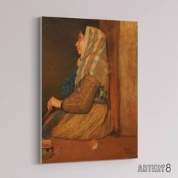 "Artery8 A Roman Beggar Woman Portrait Degas Vintage Canvas Wall Art in Brown - Size: W18"" x H24""" - thumbnail 2