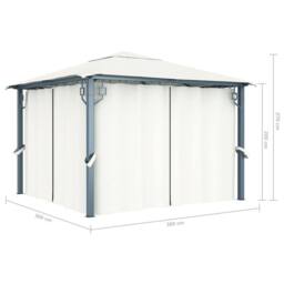 Berkfield Home Gazebo with Curtain 300x300 cm Cream Aluminium - thumbnail 9
