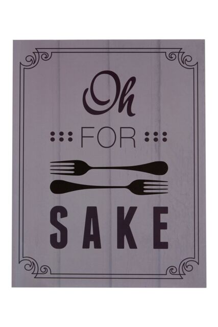 Orsina Oh For Fork Sake Wall Plaque, Humorous Typography On Rustic Wood Background, Quirky Kitchen Decor That Adds in Black - image 1