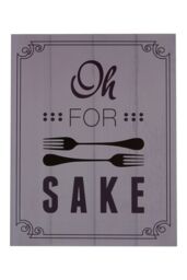 Orsina Oh For Fork Sake Wall Plaque, Humorous Typography On Rustic Wood Background, Quirky Kitchen Decor That Adds in Black - thumbnail 1