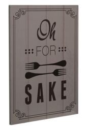 Orsina Oh For Fork Sake Wall Plaque, Humorous Typography On Rustic Wood Background, Quirky Kitchen Decor That Adds in Black - thumbnail 2
