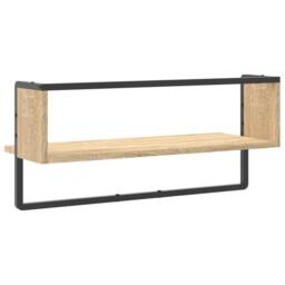 Berkfield Home Wall Shelf with Bar Sonoma Oak 65x25x30 cm in Brown - Size: 65 x 25 x 30 cm - thumbnail 6
