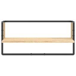 Berkfield Home Wall Shelf with Bar Sonoma Oak 65x25x30 cm in Brown - Size: 65 x 25 x 30 cm - thumbnail 4