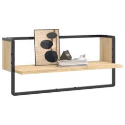 Berkfield Home Wall Shelf with Bar Sonoma Oak 65x25x30 cm in Brown - Size: 65 x 25 x 30 cm - thumbnail 3