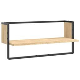 Berkfield Home Wall Shelf with Bar Sonoma Oak 65x25x30 cm in Brown - Size: 65 x 25 x 30 cm - thumbnail 2