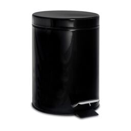 Harbour Housewares 2x Round Bathroom Pedal Bins - 3L Stainless Steel Slim Rubbish Dustbin in Jet Black - thumbnail 5