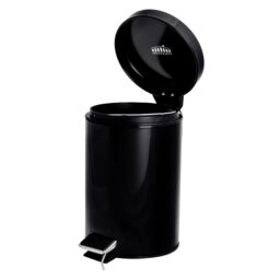 Harbour Housewares 2x Round Bathroom Pedal Bins - 3L Stainless Steel Slim Rubbish Dustbin in Jet Black - thumbnail 4