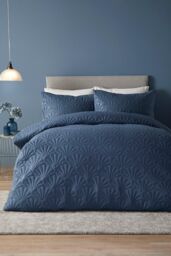 Serene 'Cavali' Pinsonic Microfibre Duvet Cover Set in Dark Blue - Size: Single