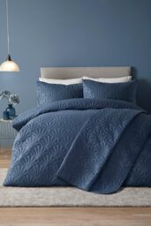 Serene 'Cavali' Pinsonic Microfibre Duvet Cover Set in Dark Blue - Size: Single - thumbnail 4