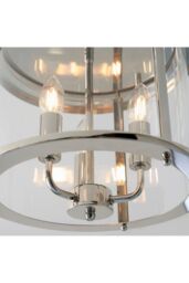 Netlighting Hampworth Round Ceiling 3 Candle Lantern Bright Nickel Clear Glass Shade in Grey - thumbnail 6