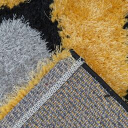 Home Republic Pebbles Carved Shaggy Textured Fluffy Rug in Yellow - Size: 60 cm x 100 cm - thumbnail 3