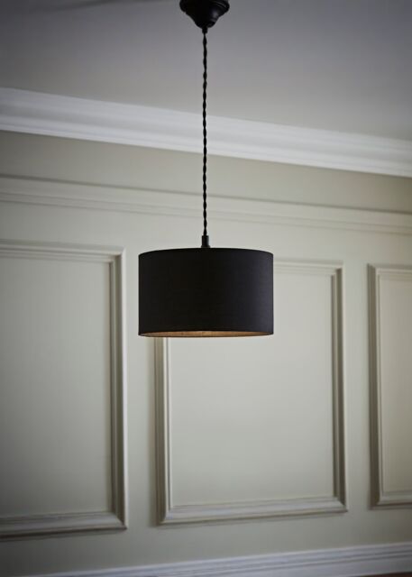 ValueLights Reni Black Fabric Easy Fit Drum Ceiling Lamp Shade - Size: Small - image 1