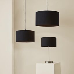 ValueLights Reni Black Fabric Easy Fit Drum Ceiling Lamp Shade - Size: Small - thumbnail 6