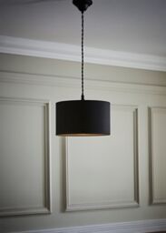 ValueLights Reni Black Fabric Easy Fit Drum Ceiling Lamp Shade - Size: Small