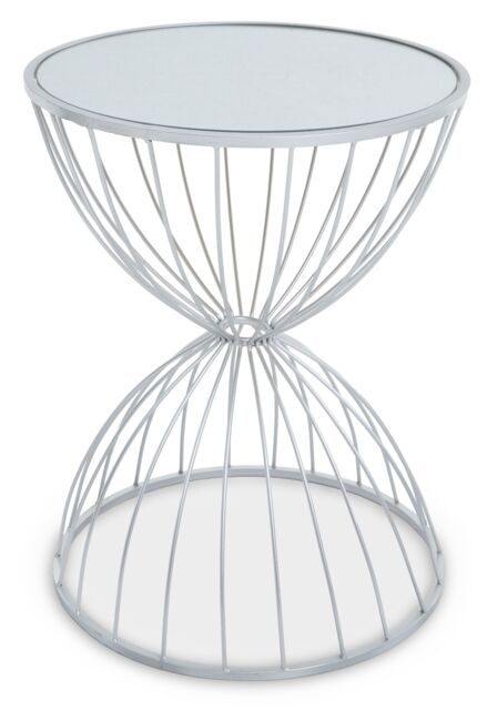 Orsina Stylish Hourglass Mirrored Top Silver Frame Side Table, Stable Side Table For Breakfast, Robust Side Table - image 1