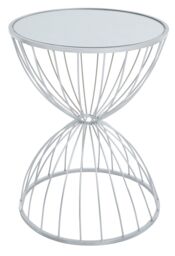 Orsina Stylish Hourglass Mirrored Top Silver Frame Side Table, Stable Side Table For Breakfast, Robust Side Table - thumbnail 6