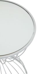 Orsina Stylish Hourglass Mirrored Top Silver Frame Side Table, Stable Side Table For Breakfast, Robust Side Table - thumbnail 3