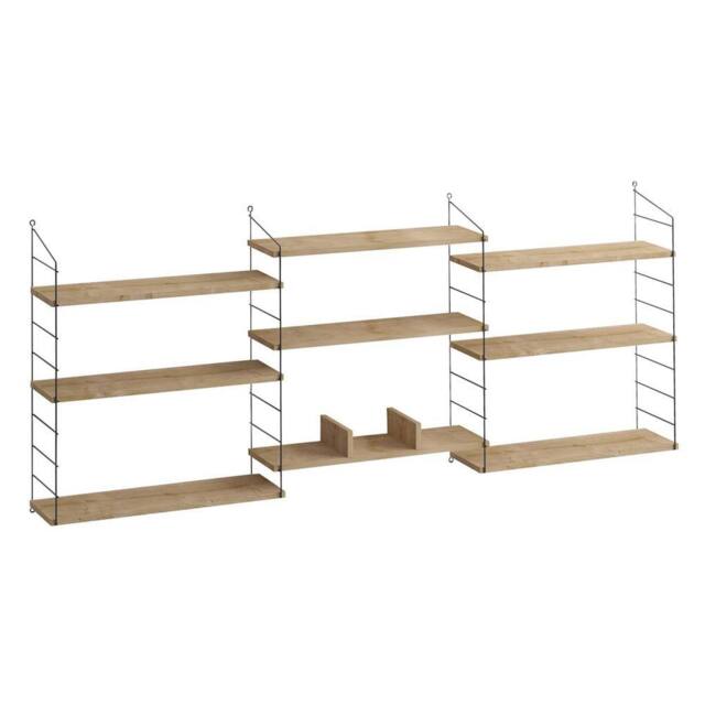 CALICOSY Wall-Mounted Hanging Shelf With 9 Shelves, Oak Finish, L216 Cm in Light Brown - image 1