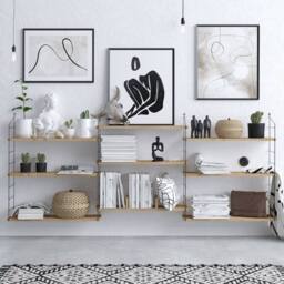 CALICOSY Wall-Mounted Hanging Shelf With 9 Shelves, Oak Finish, L216 Cm in Light Brown - thumbnail 3