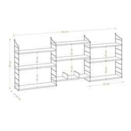 CALICOSY Wall-Mounted Hanging Shelf With 9 Shelves, Oak Finish, L216 Cm in Light Brown - thumbnail 4