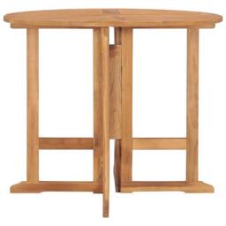 Berkfield Home Durable Folding Garden Dining Table Ã˜90x75 cm Solid Teak Wood in Brown - Size: 90x75 cm - thumbnail 3