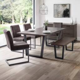 Cheshire Premium Kingsley Wooden Bench in Dark Oak with Gunmetal Frame in Dark Brown - thumbnail 4
