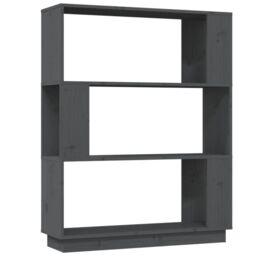Berkfield Home Book Cabinet/Room Divider Grey 80x25x101 cm Solid Wood Pine - Size: 80 x 25 x 101 cm - thumbnail 2